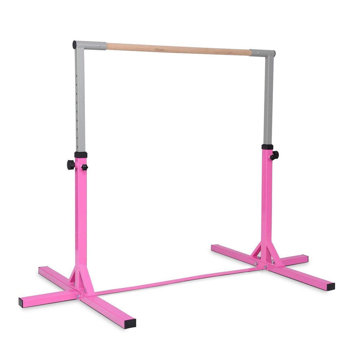 Kids Gymnastics Training Bar Adjustable Height Steel Wood 36-59 Inch