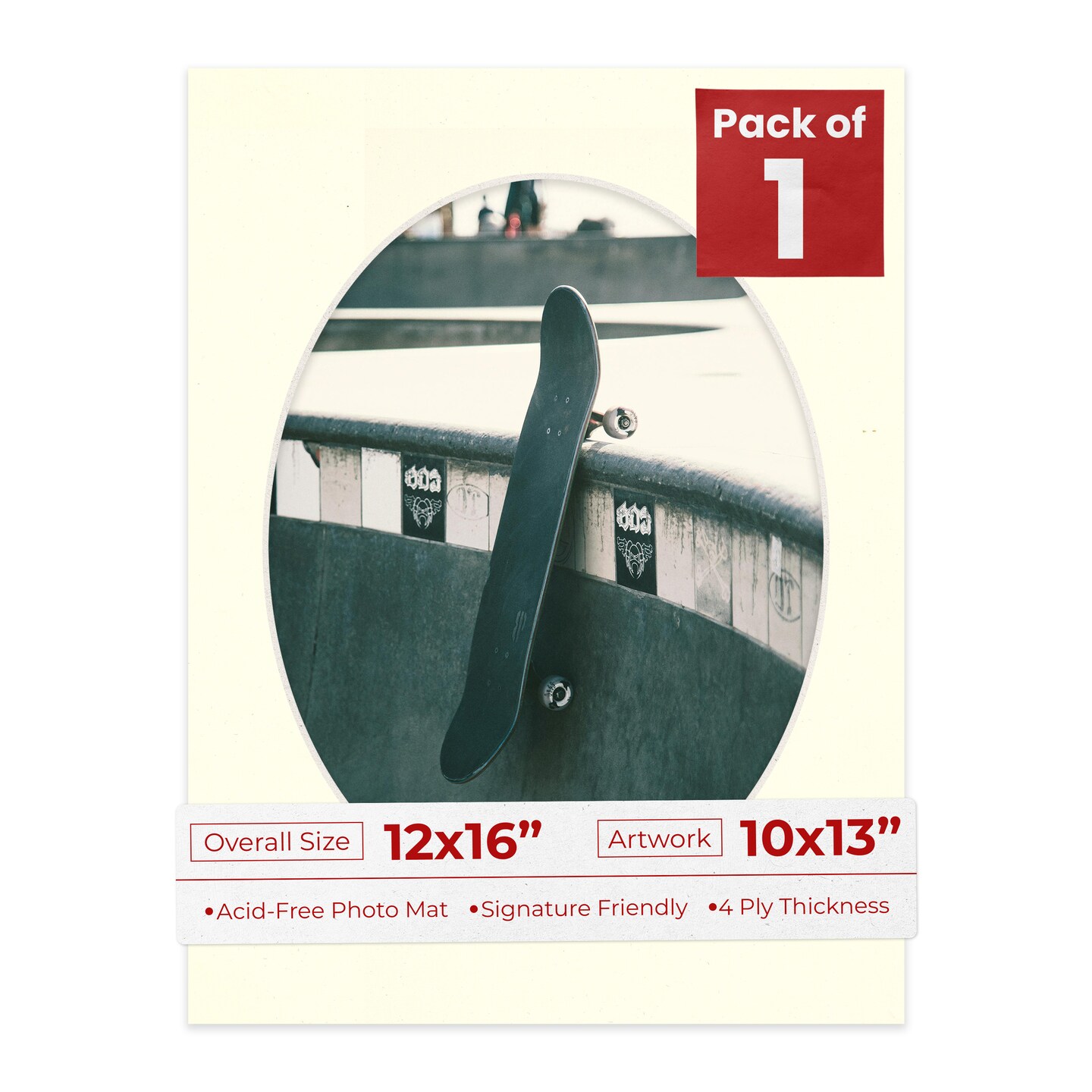 Cream Linen Mat Board for 12x16 Frames - Oval Opening for 10x13 Photos