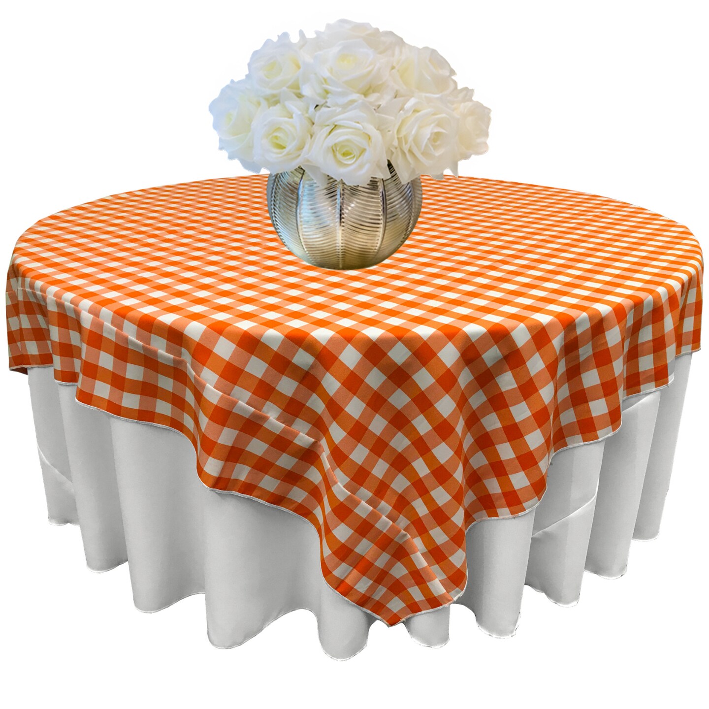 Square Tablecloth 72 x 72 Inch Gingham Checkered Polyester Overlay Use
