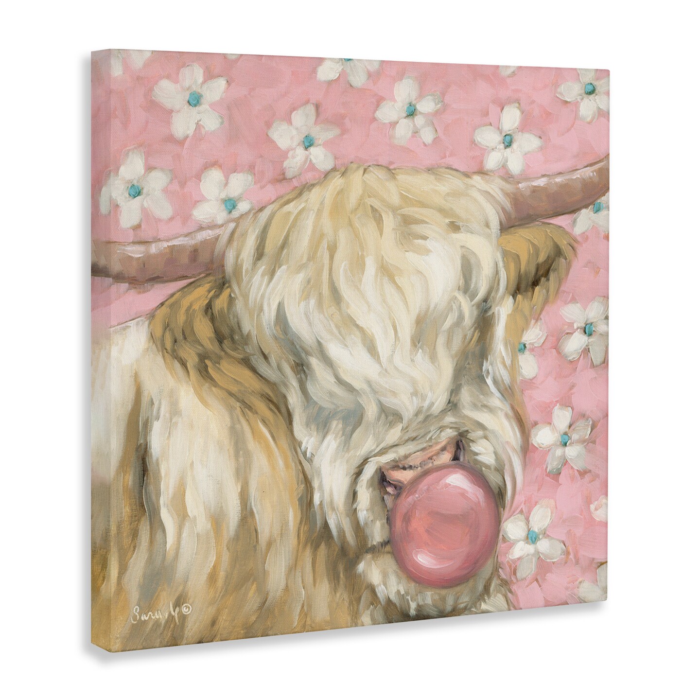 Stupell Industries Bubblegum Cutie Cattle Canvas, design by Sara G. Designs