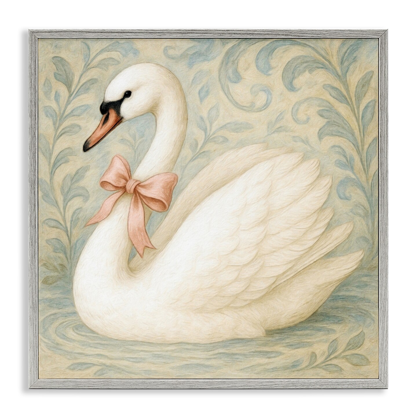 Stupell Industries Vintage Leaves Swan Framed Giclee, design by Grotto Studios