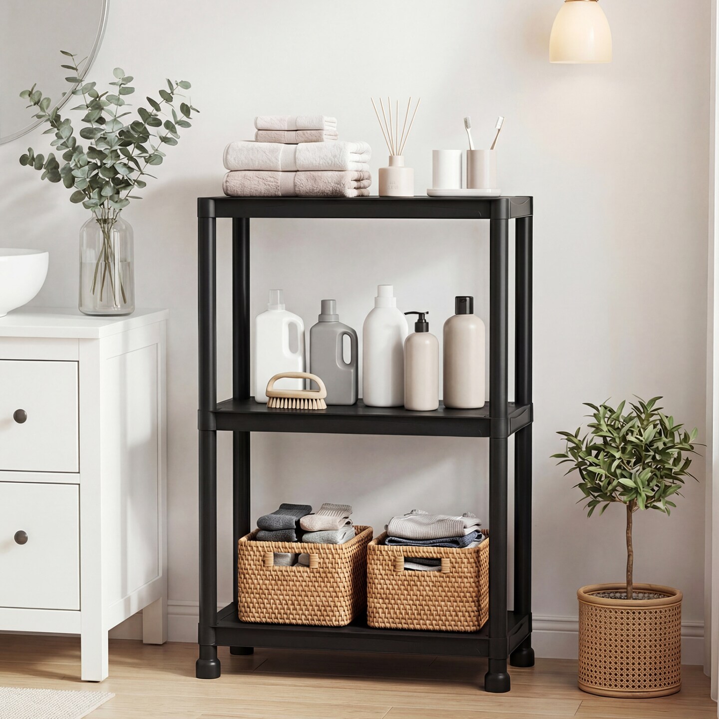 Black Storage Shelving Unit Garage Pantry Kitchen Utility Rack