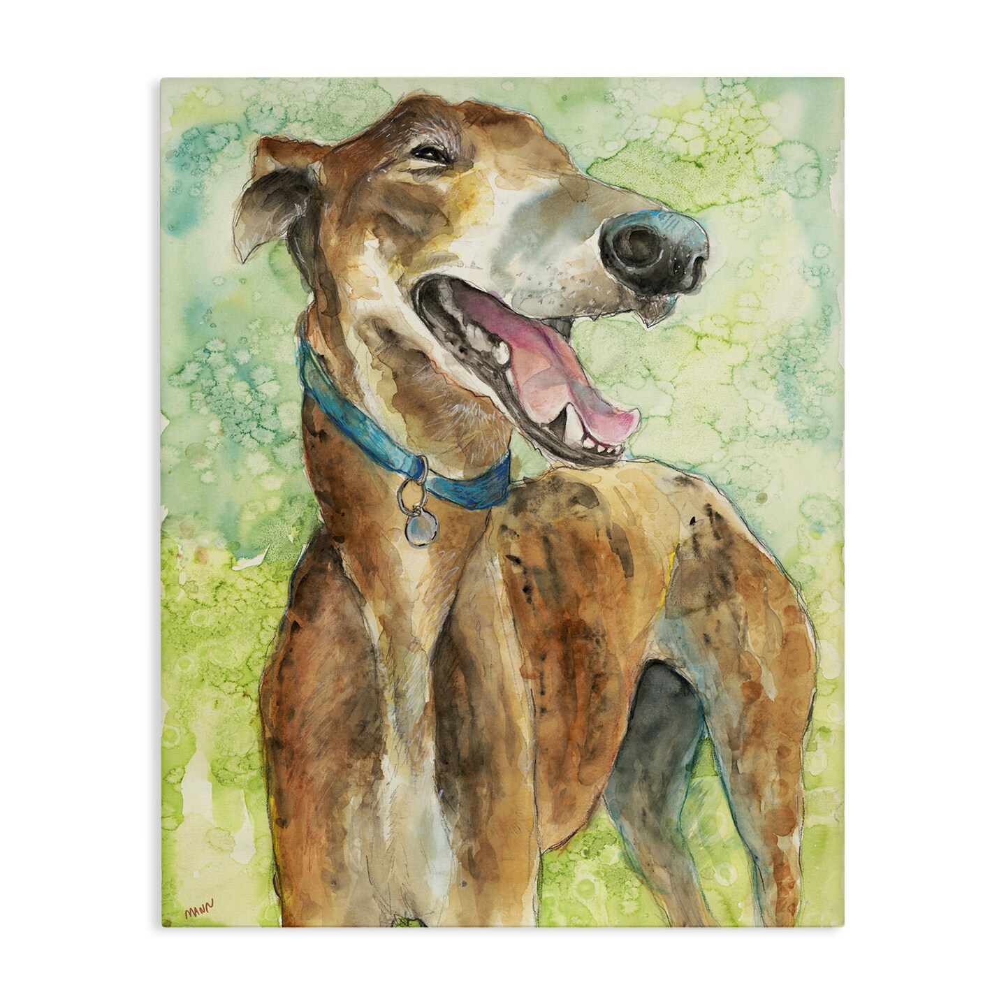 Stupell Industries Greyhound Smile Watercolor Canvas, design by Patti Mann