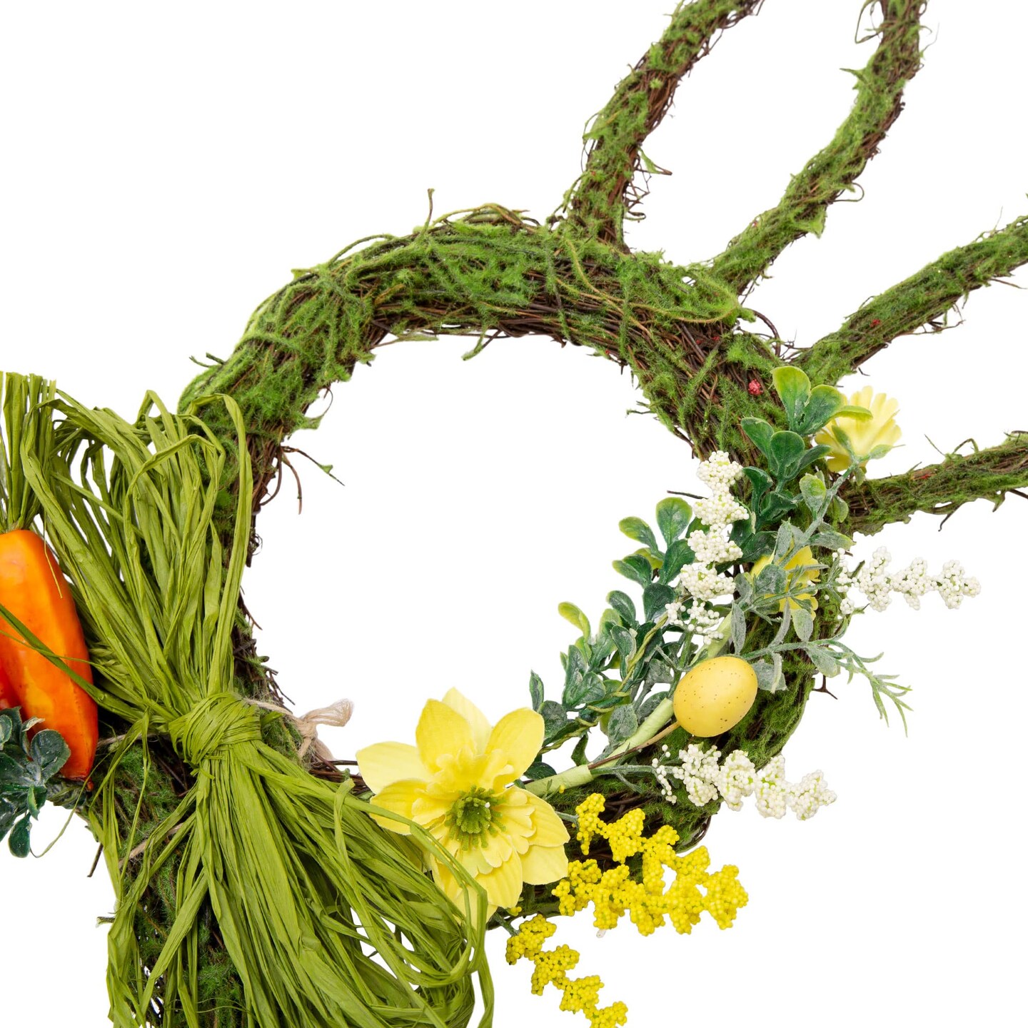 27 Inch Easter Wreath Artificial Easter Rabbit Wreath Spring Bunny Wreath for Front Door Easter Decorations with Pastel Eggs Carrots and Flowers for Home Decorations