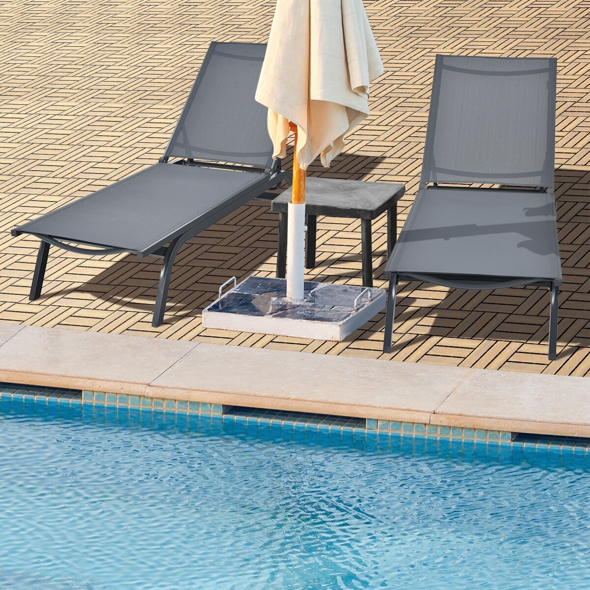 10 Piece Brown Acacia Wood Interlocking Floor Tiles with PVC Base, Anti-Slip Durable Design