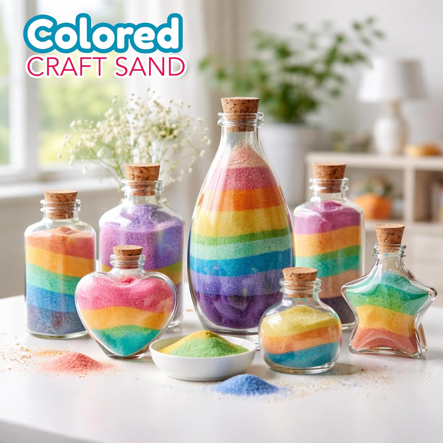 4E’s Novelty Colored Craft Sand – 15 Bright Colors, 12 lbs Bulk Non-Toxic Sand for Sand Art, Sensory Play, Kids Crafts, DIY Crafts, Wedding Decor, Vase Filler, Terrarium Decor, Classroom Crafts, Art Projects