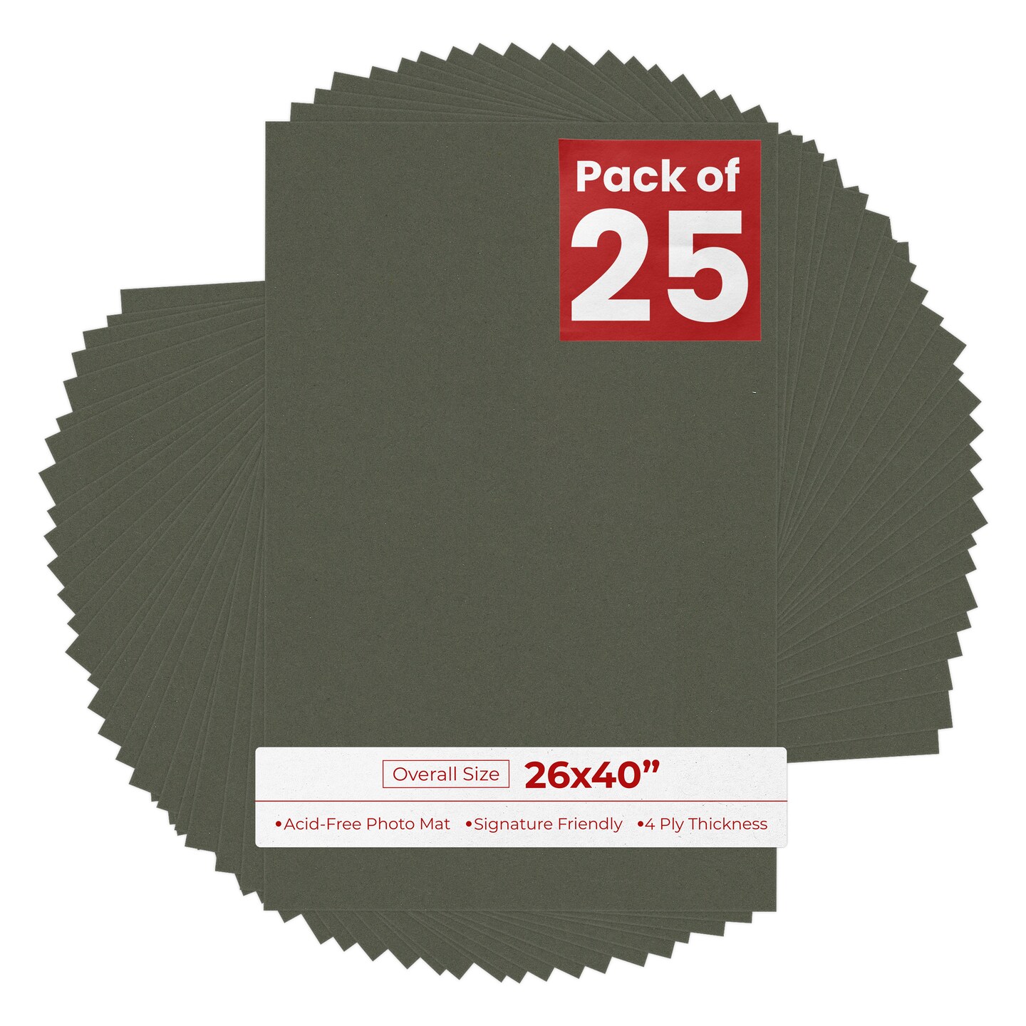 Dark Olive Green 26x40 Uncut Mat Board - Blank Sheets, No Opening