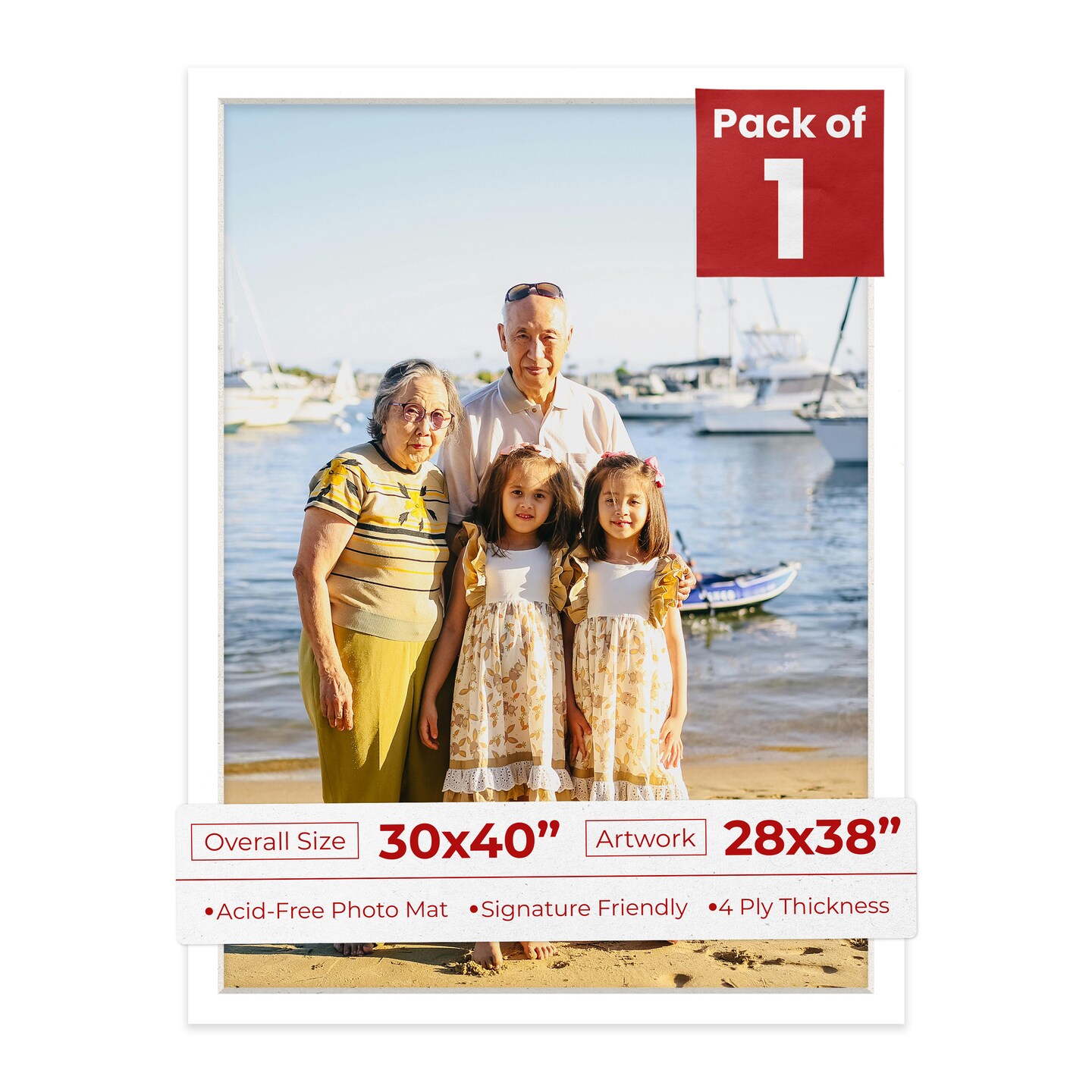 Textured White Mat Board for 30x40 Frames - Fits 28x38 Photos