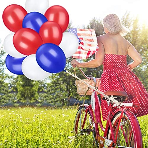 100 Pcs Red White Blue Latex Balloons 13 Inch Colorful Round Balloons for 4th of July Decorations Independence Day Patriotic Wedding Birthday Party Decoration