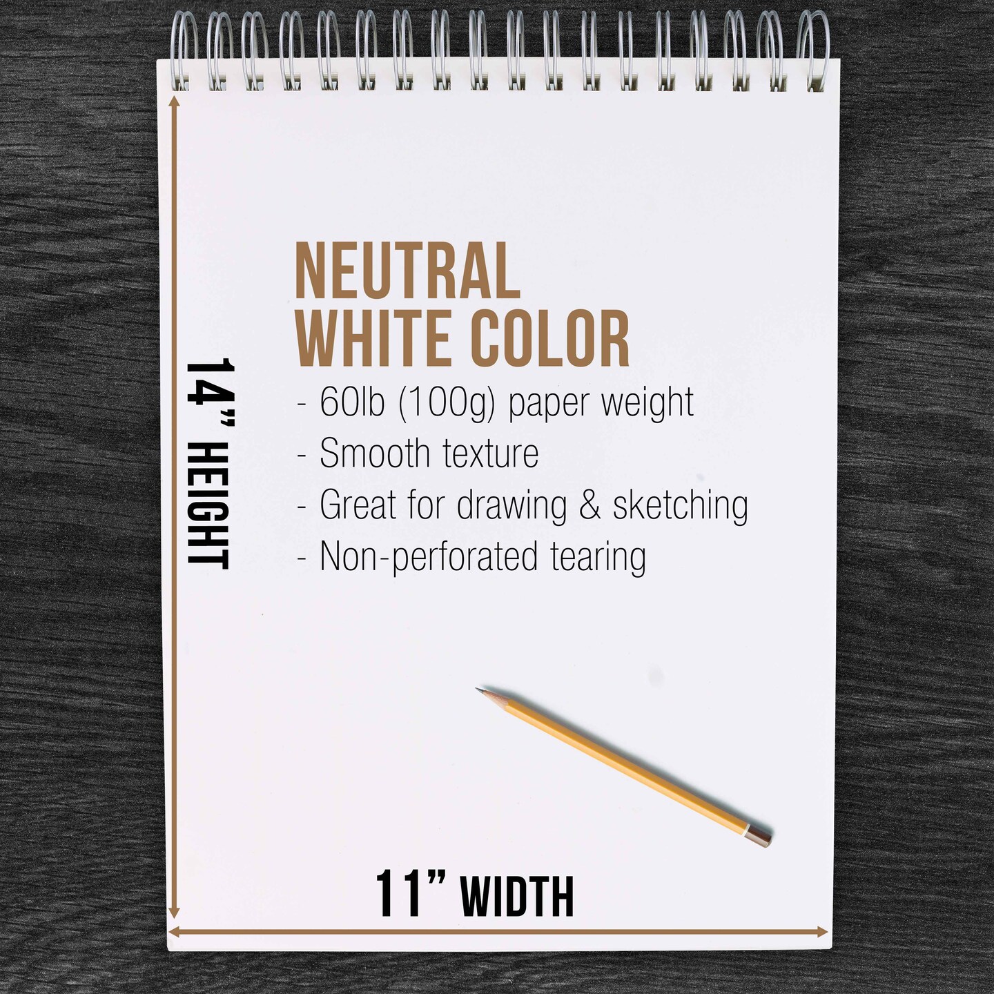 11&#x22;x14&#x22; Top Spiral Bound Sketch Book, 2 Pack, 100 Sheets Each, 60lb (100gsm), Acid-Free, Artist Sketchbook, Drawing Pad for Adults &#x26; Students