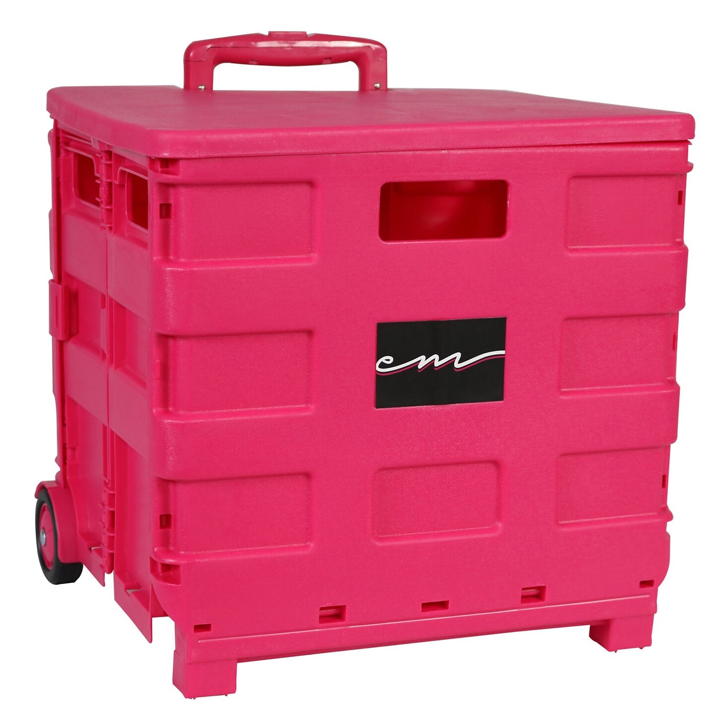 Collapsible Plastic Rolling Craft Cart, Pink