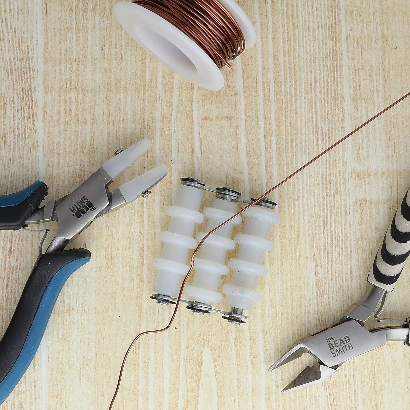 The Beadsmith Wire Straightener – Wire Elements – 1.75” x 1.5” with Three 1.2” Nylon Rollers – Straighten Wire, Remove Bends, Kinks and Prepare for Wire Wrapping and Jewelry Making