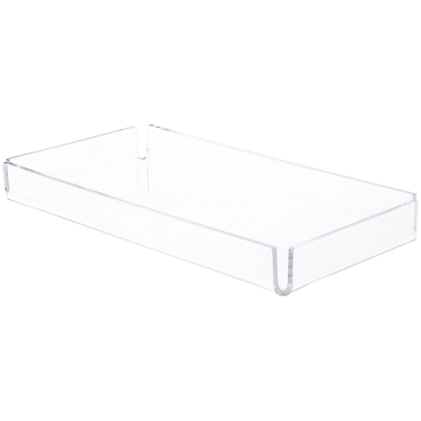 Plymor Clear Acrylic Open Corner Merchandise Display Tray, 6.25" W x 12.25" D x 1.5" H