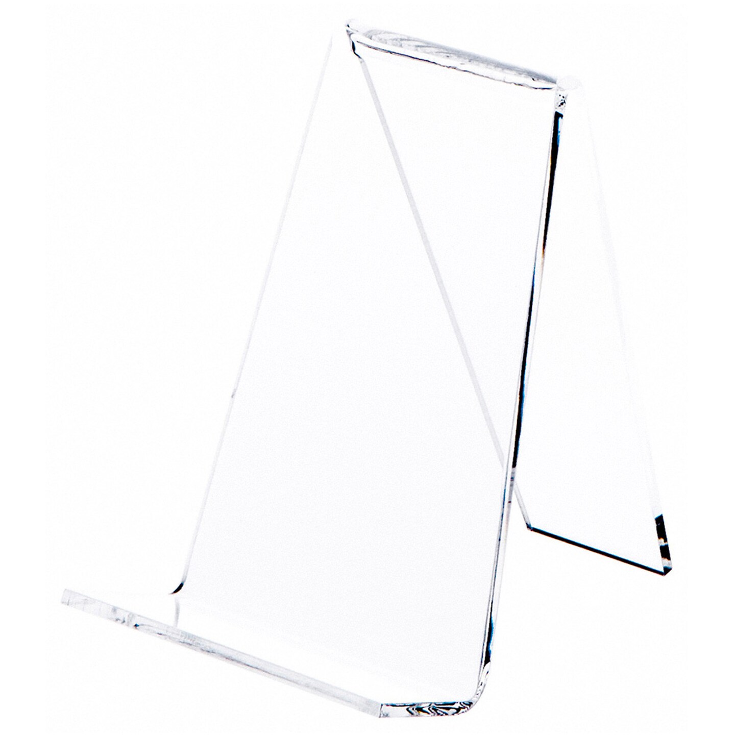 Plymor Clear Acrylic Book Easel with 1.125" Flat Ledge, 3.625" W x 4.25" D x 4.875" H