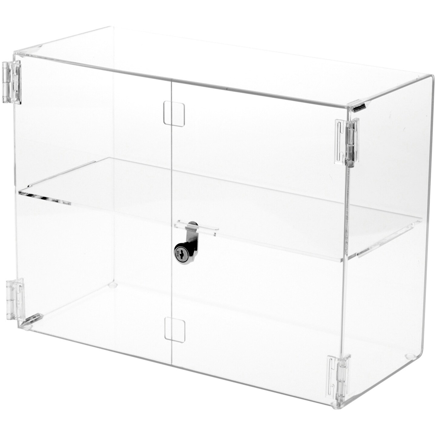 Plymor Clear Acrylic Rectangular Locking Display Case, 1 Shelf