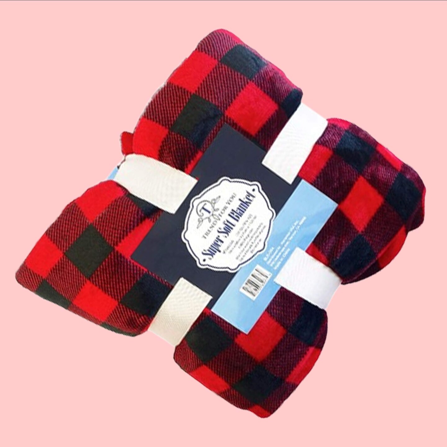 50x60" Checkered Red & Black Sherpa Throw Blanket Coral Fleece Front