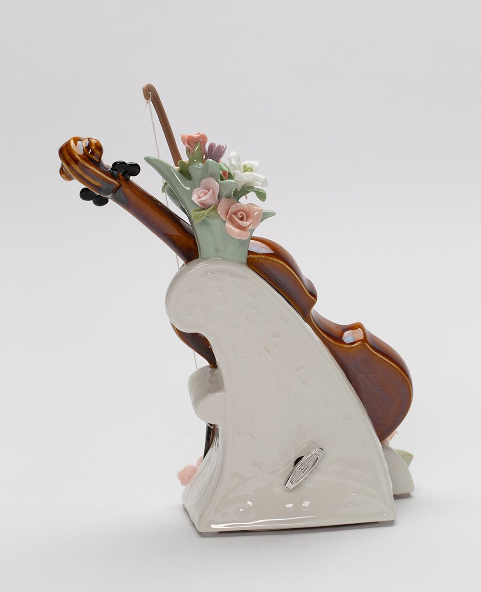 Ceramic Violin Music Box Playing &#x22;My Heart Will Go On&#x22;, Gift for Violinist, Musician Gift