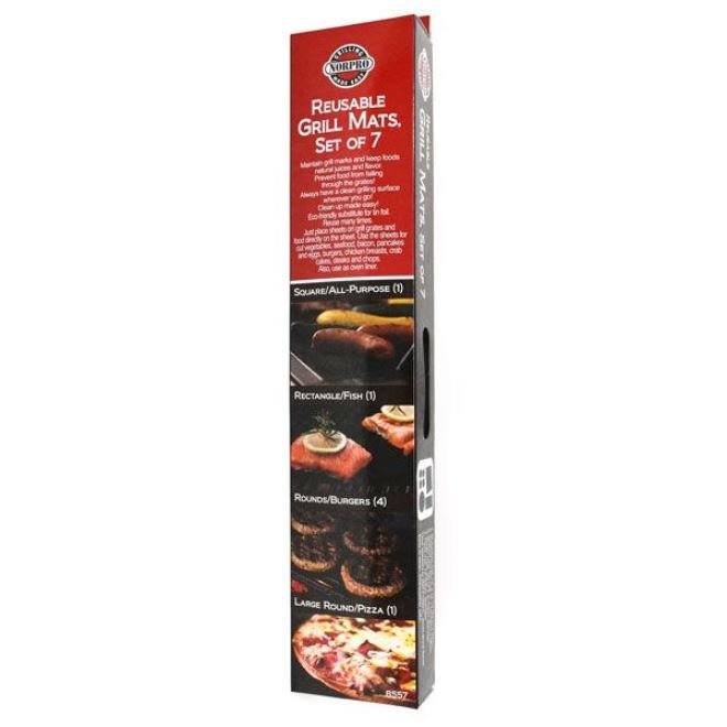 Norpro 7pc Reusable Heat Resistant Grill Mat Set - Includes Multiple Sizes