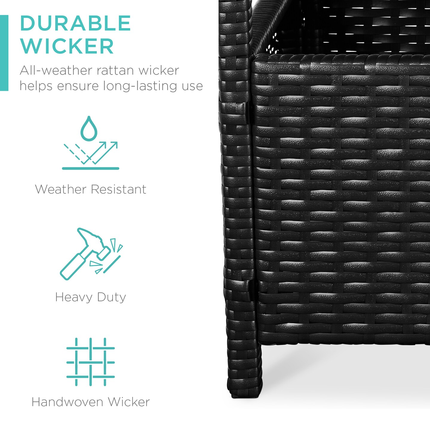 Best Choice Products Wicker Rattan Patio Side Table Outdoor Furniture for Garden, Pool, Deck w/ Umbrella Hole