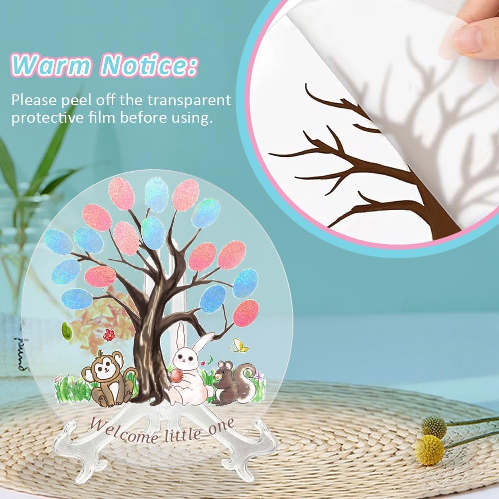 Gender Reveal Fingerprint Tree&#xFF0C; Boy or Girl Gender Reveal Party Game,Baby Shower Guest Book Party Ideas, Gender Reveal Acrylic Keepsake