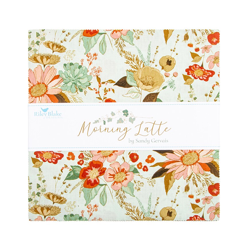 Morning Latte 10" Square Pack (Layer Cake / 10" Stacker) by Sandy Gervais for Riley Blake (10-16920-42)