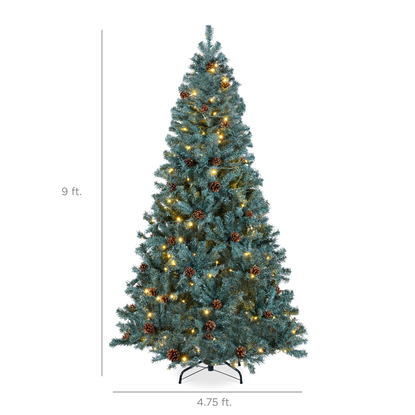 Best Choice Products Pre-Lit Pre-Decorated Holiday Christmas Pine Tree w/ Lights, Base – Blue Spruce