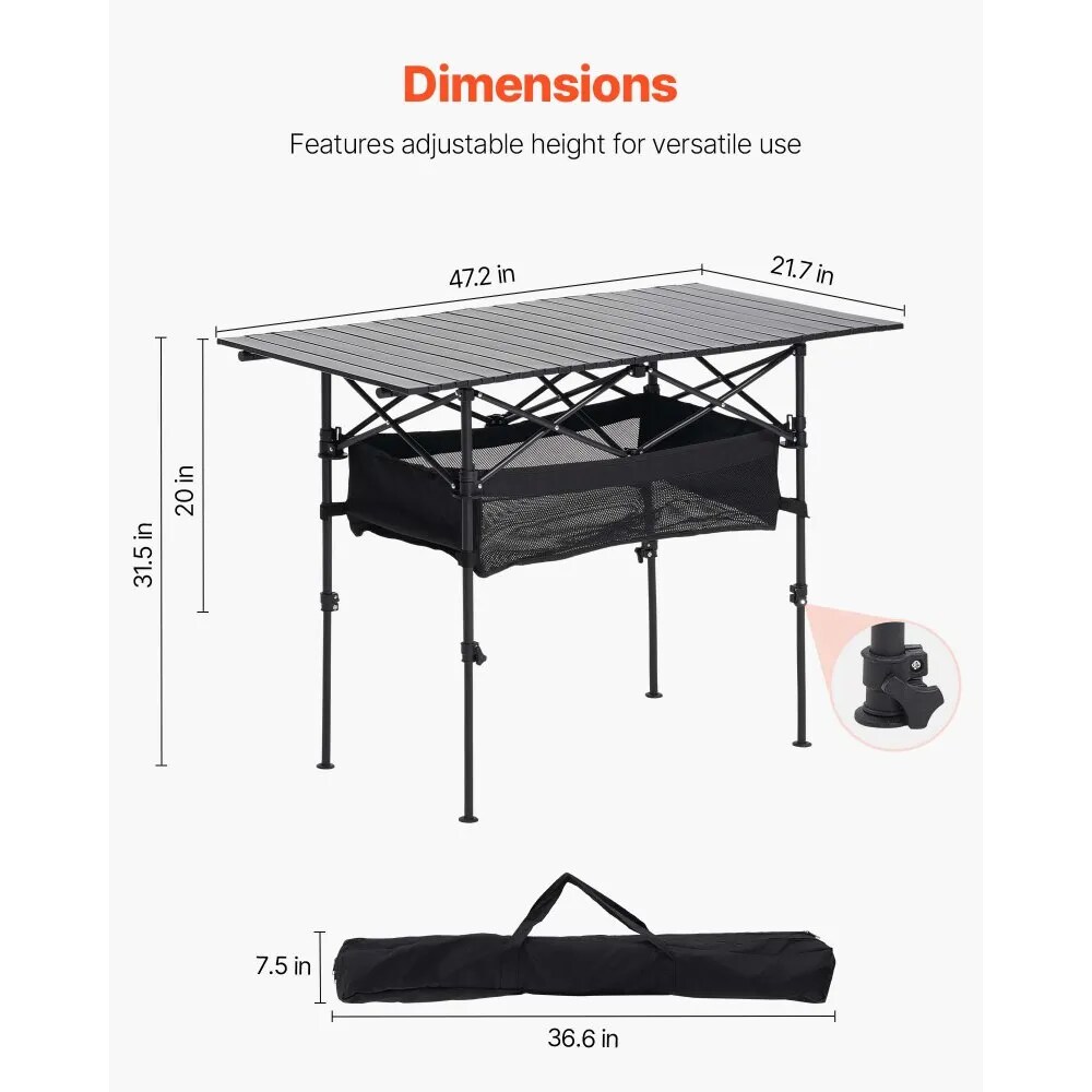 Portable Camping Table Aluminum with Storage Bag for BBQ Picnic