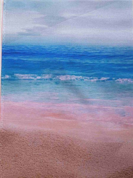 Azure Shore Designer Printed AIDA Fabric. Canvas for embroidery with an applied background KF-1044A