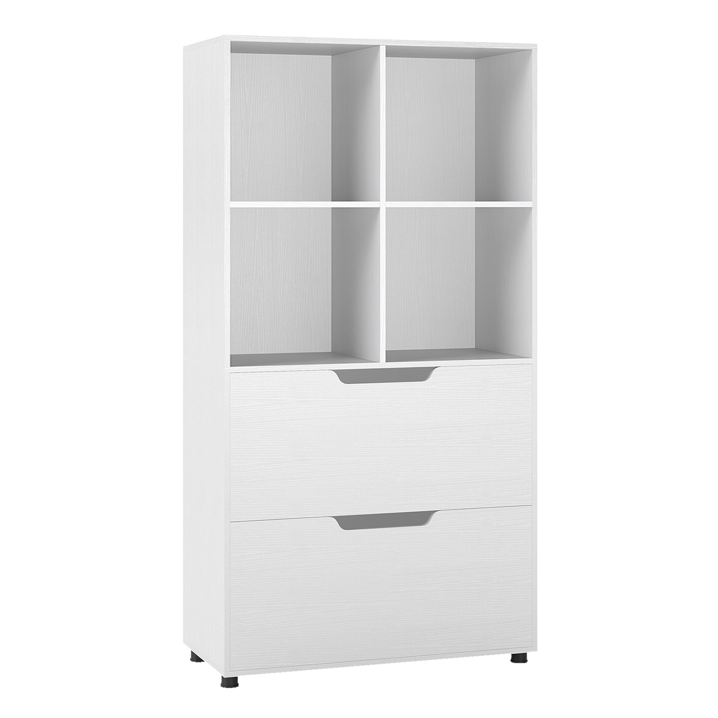 Cube Storage Bookcase with 4 Open Cubes and 2 Drawers Modern Display Shelf Storage