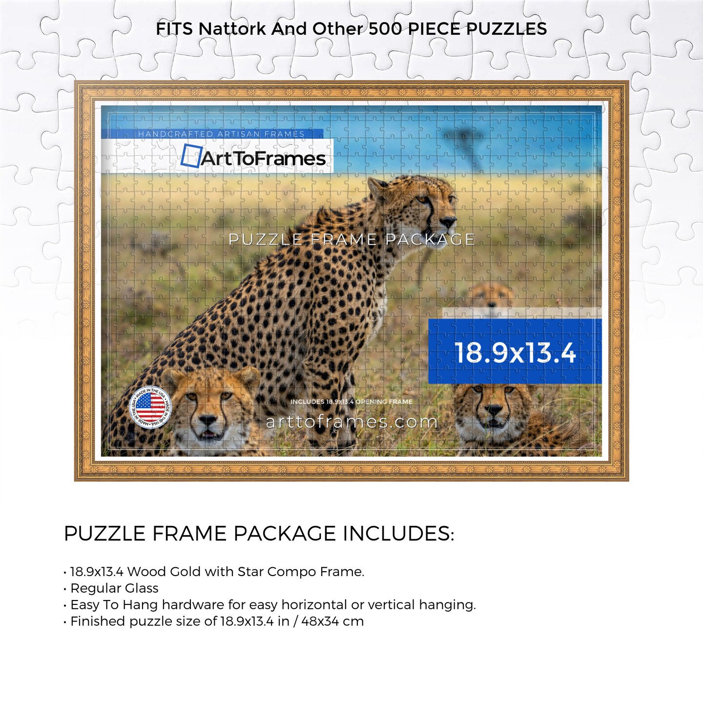ArtToFrames 18.9x13.4 INCH / 48x34 CM Puzzle Frame for 500 piece