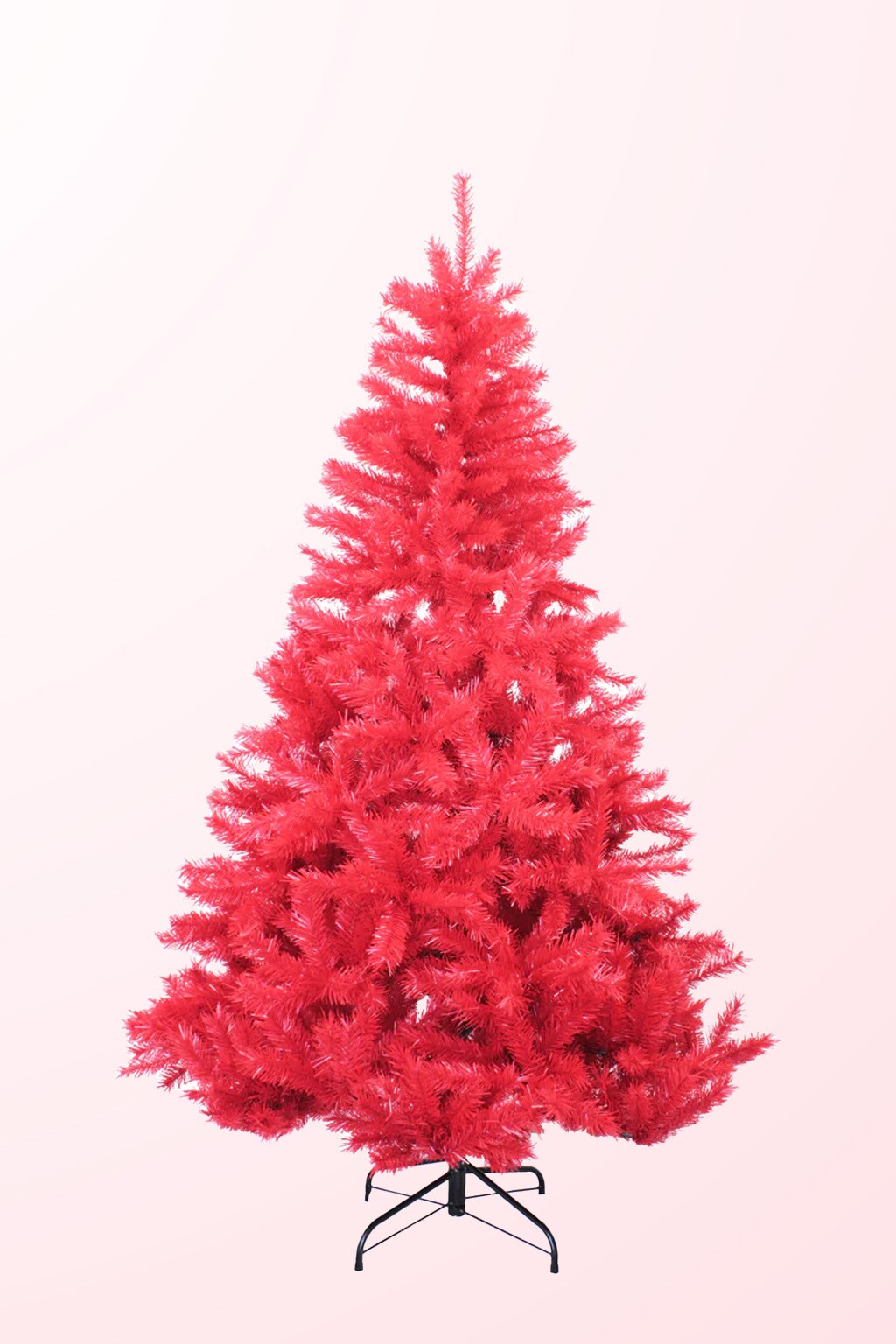 6ft Red Norway Pine Christmas Tree with Hinged Branches and Metal Stand