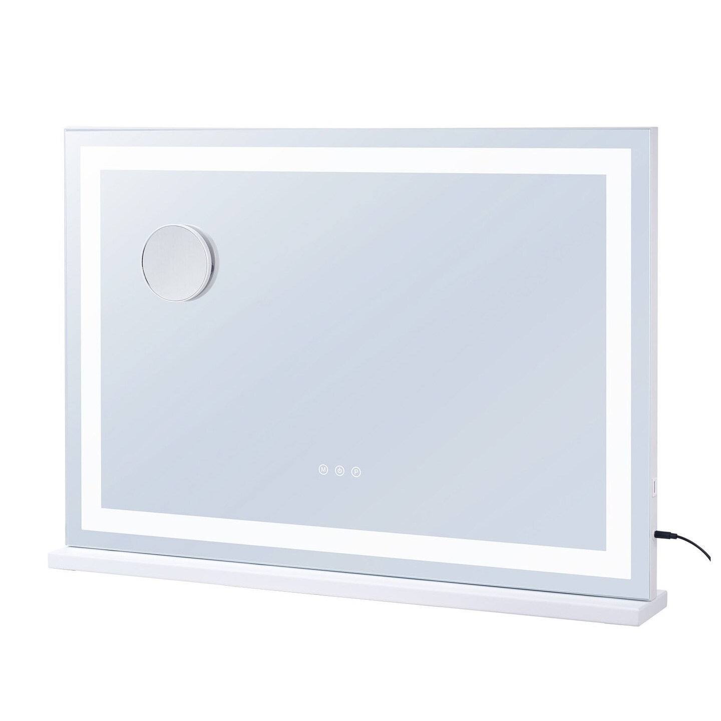 Square Vanity Mirror with LED Lights, 5X Magnifying Mirror & USB Charging