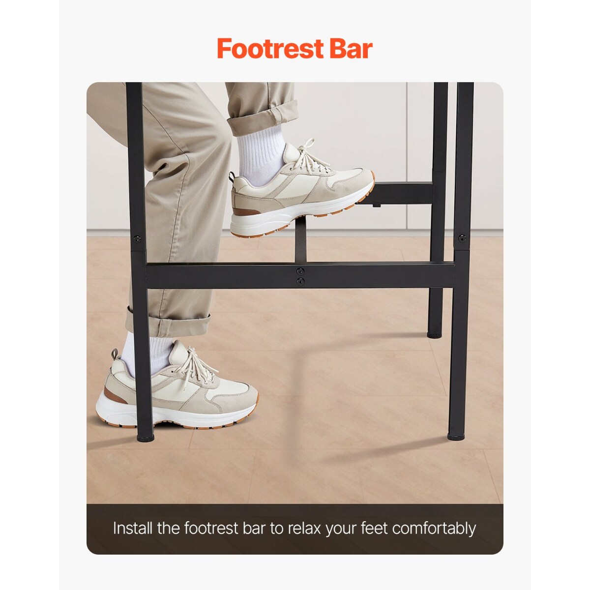 Rustic Brown High Pub Table with Metal Frame and MDF Top for Home Bar Cafe