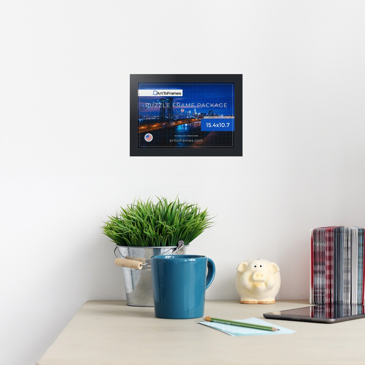 ArtToFrames 15.4x10.7 INCH / 39x27 CM Puzzle Frame for 300 piece Puzzles.This 1.25 Inch Custom MDF Frame for Puzzles Comes with Regular Glass, Available in Multiple Colors