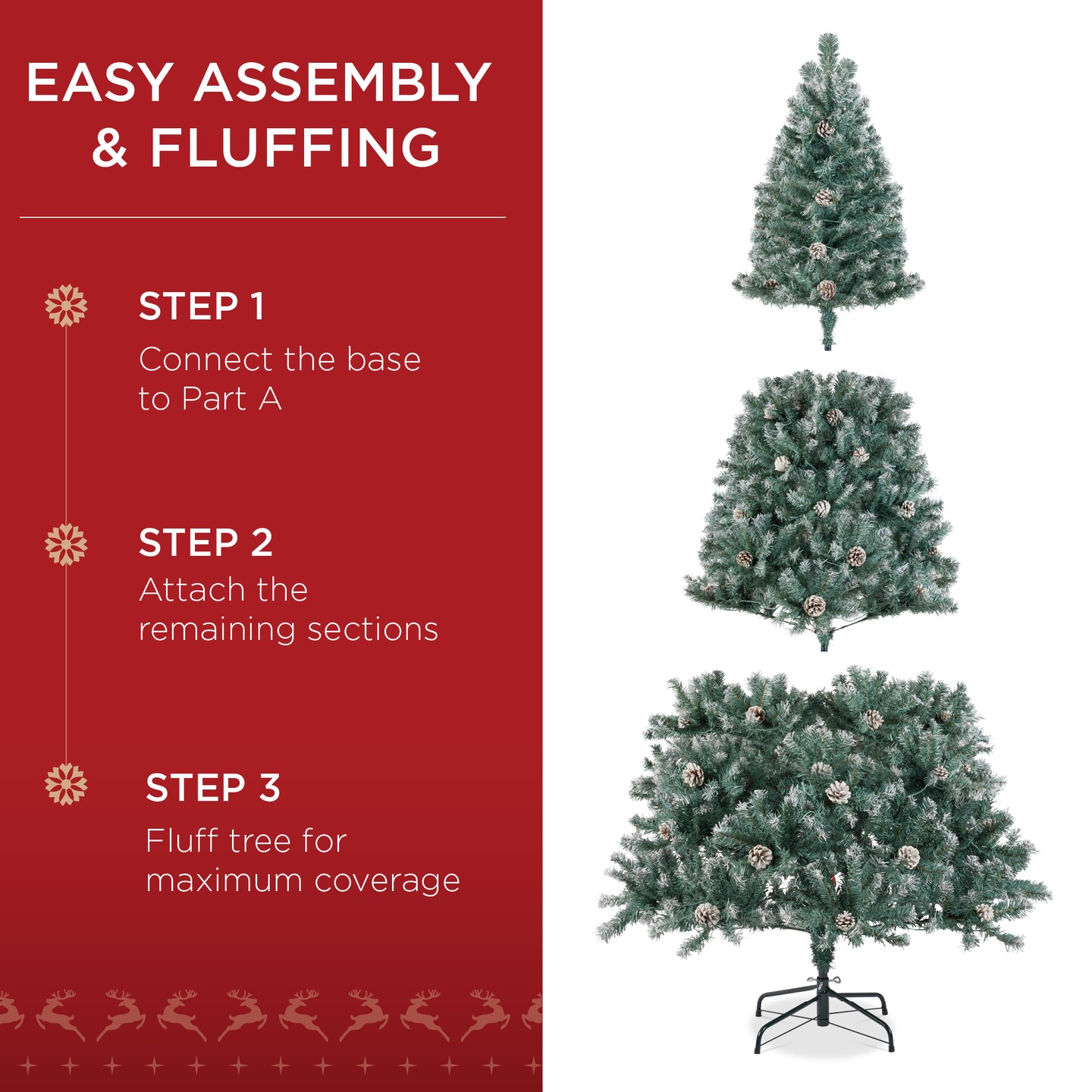 Best Choice Products Pre-Decorated Holiday Christmas Pine Tree w/ Partially Flocked Branch Tips, Base – Blue Spruce