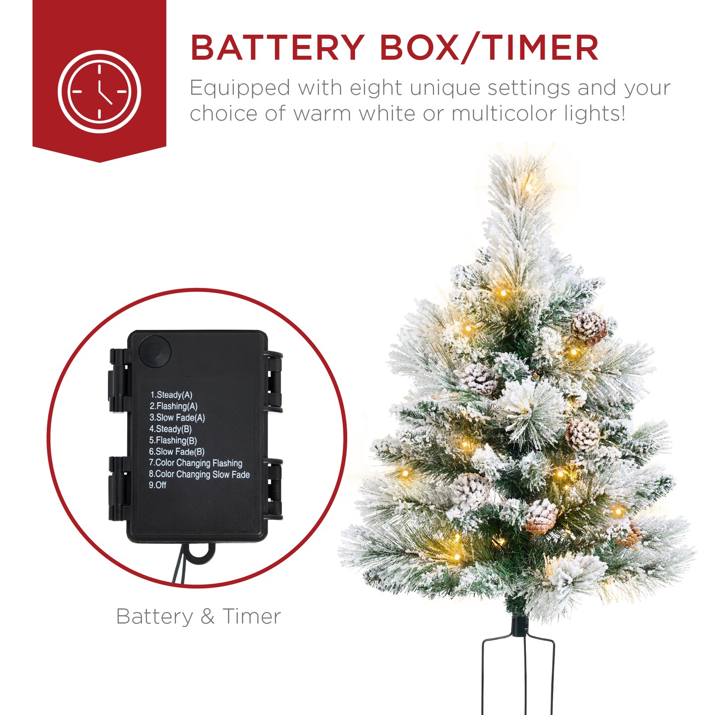 Best Choice Products Set of 2 24.5in Outdoor Pathway Christmas Trees Decor w/ LED Lights