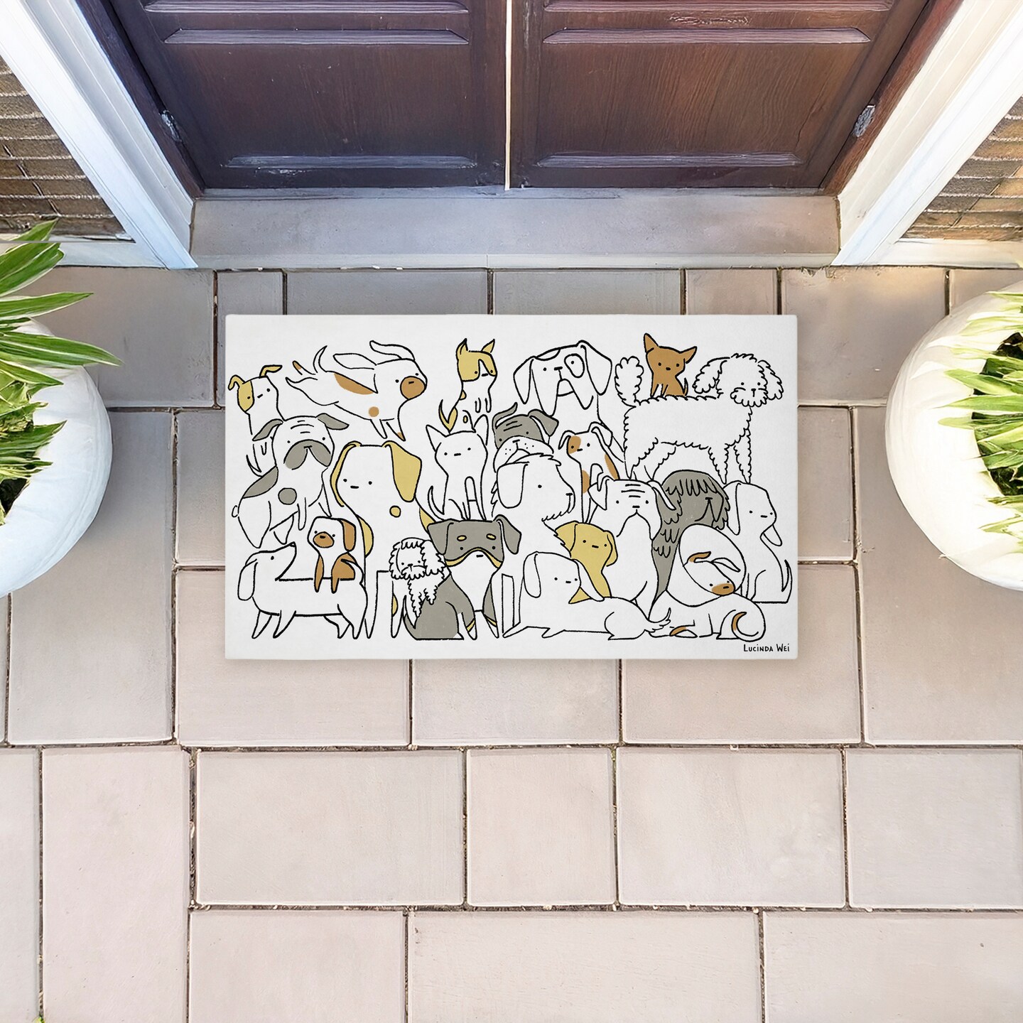 Stupell Industries Eclectic Dog Breeds Printed Outdoor Door Mat, design by Lisa Wehmeyer, 18"x30"