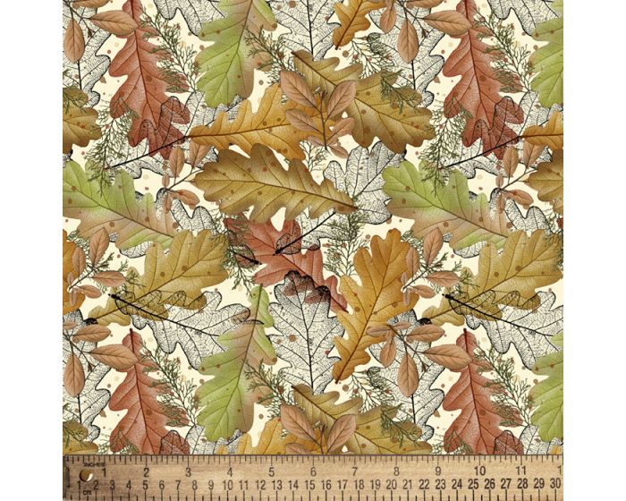 Fall Leaves Digital Cotton Print Fabric | By The Yard | Sewing and Crafting | 44 inches wide