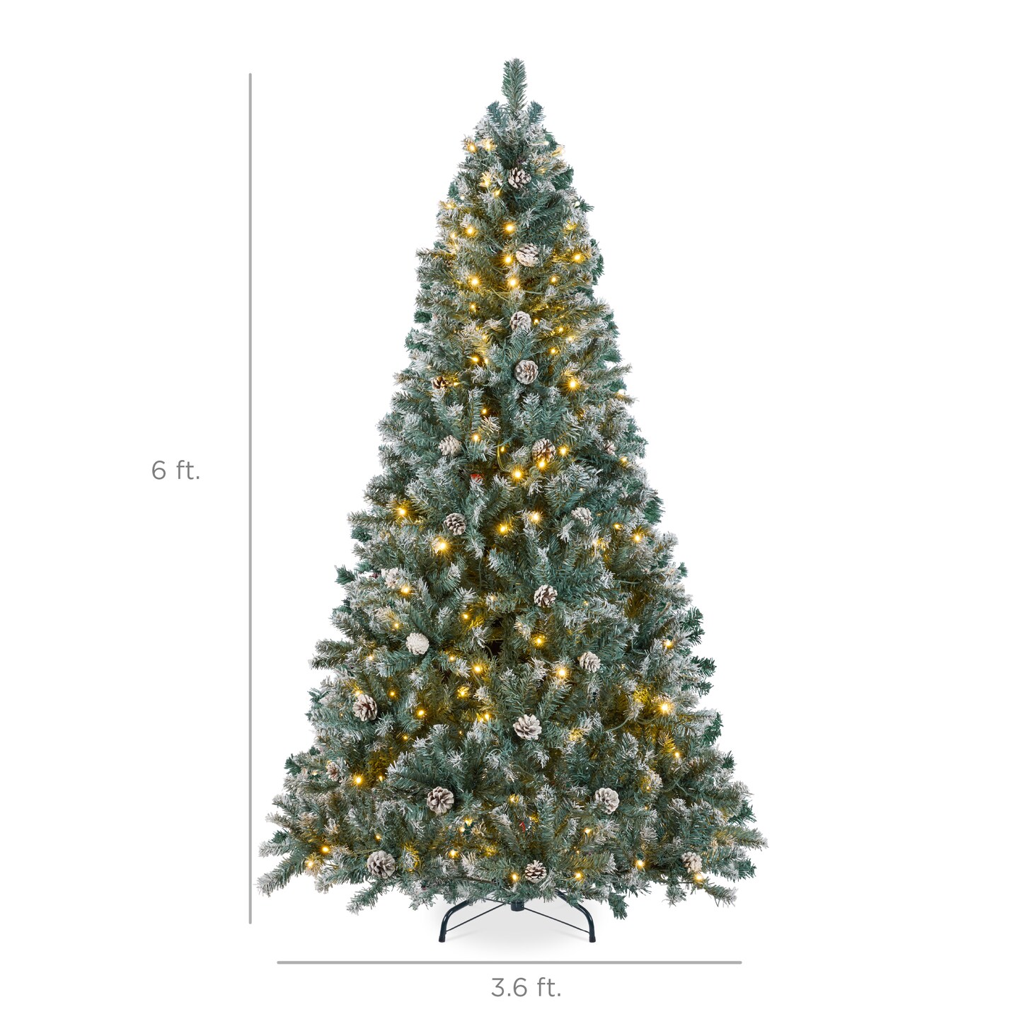 Best Choice Products Pre-Lit Pre-Decorated Holiday Christmas Pine Tree w/ Flocked Tips, Lights, Base - Blue Spruce