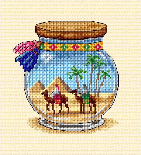Complete counted cross stitch kit "Vacation memories - Pyramids"