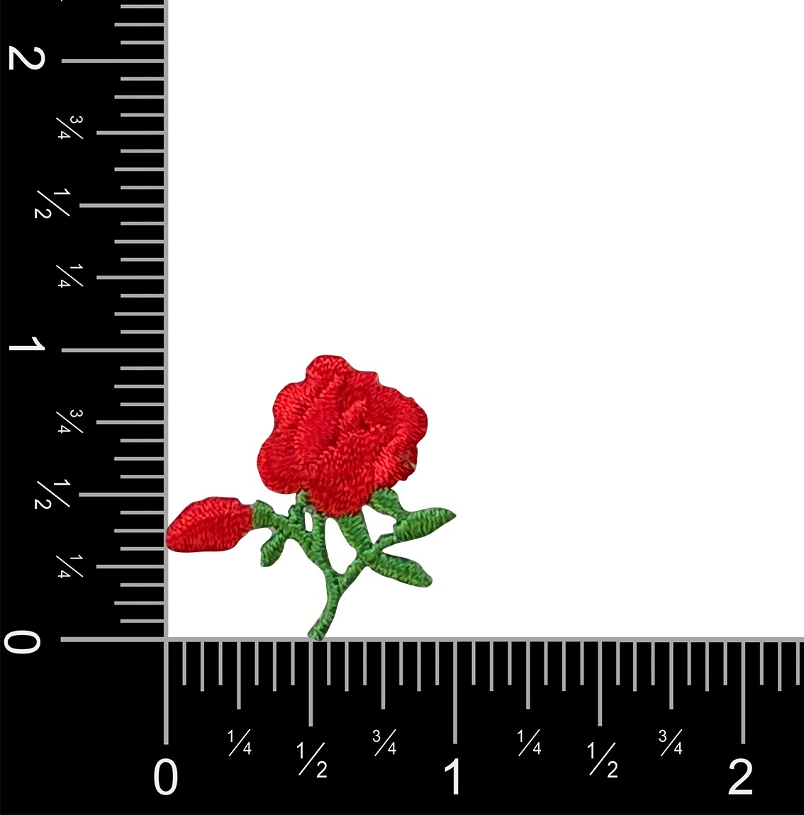 Set of 3, Mini Red Rose with Bud, Flowers, Embroidered, Iron on Patch