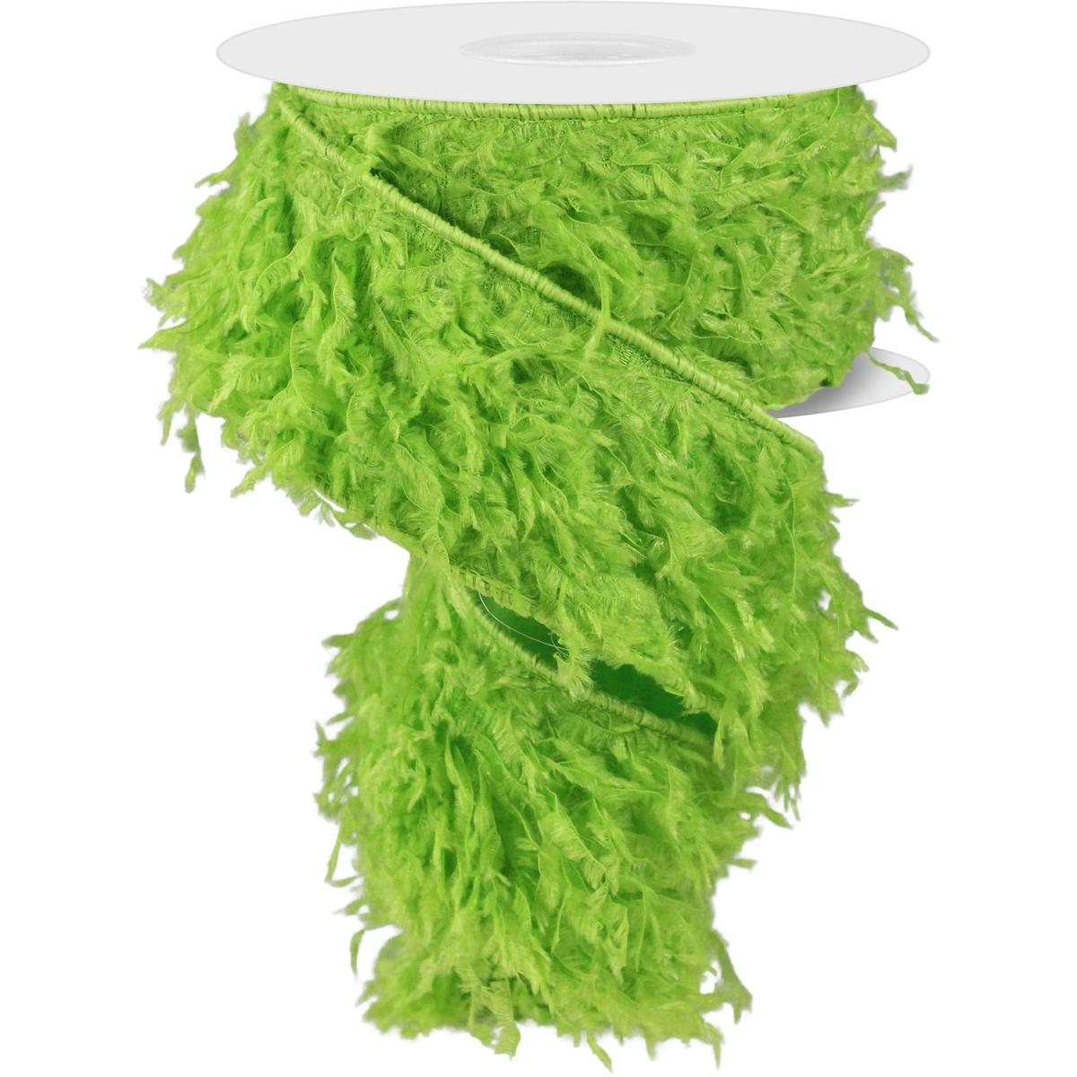 2.5&#x22; Furry Ribbon: Lime Green (10 Yards)