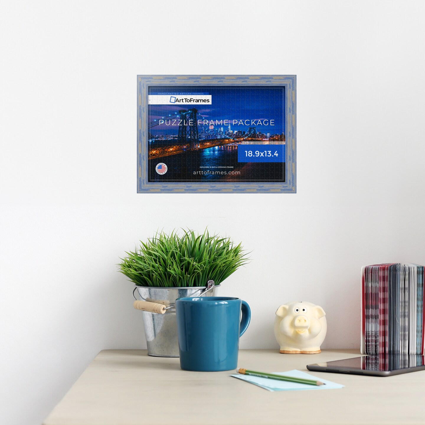 ArtToFrames 18.9x13.4 INCH / 48x34 CM Puzzle Frame for 500 piece Puzzles.This 1.50 Inch Custom MDF Frame for Puzzles Comes with Regular Glass, Available in Multiple Colors