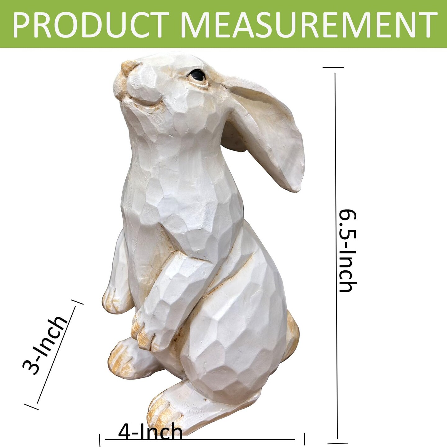 Easter Bunny Decoration, Decorative Farmhouse Modern Standing White Rabbit Bunny Figurine, Home Decor Accents Carved Rustic Distressed Animal Bunny Rabbits Ornaments