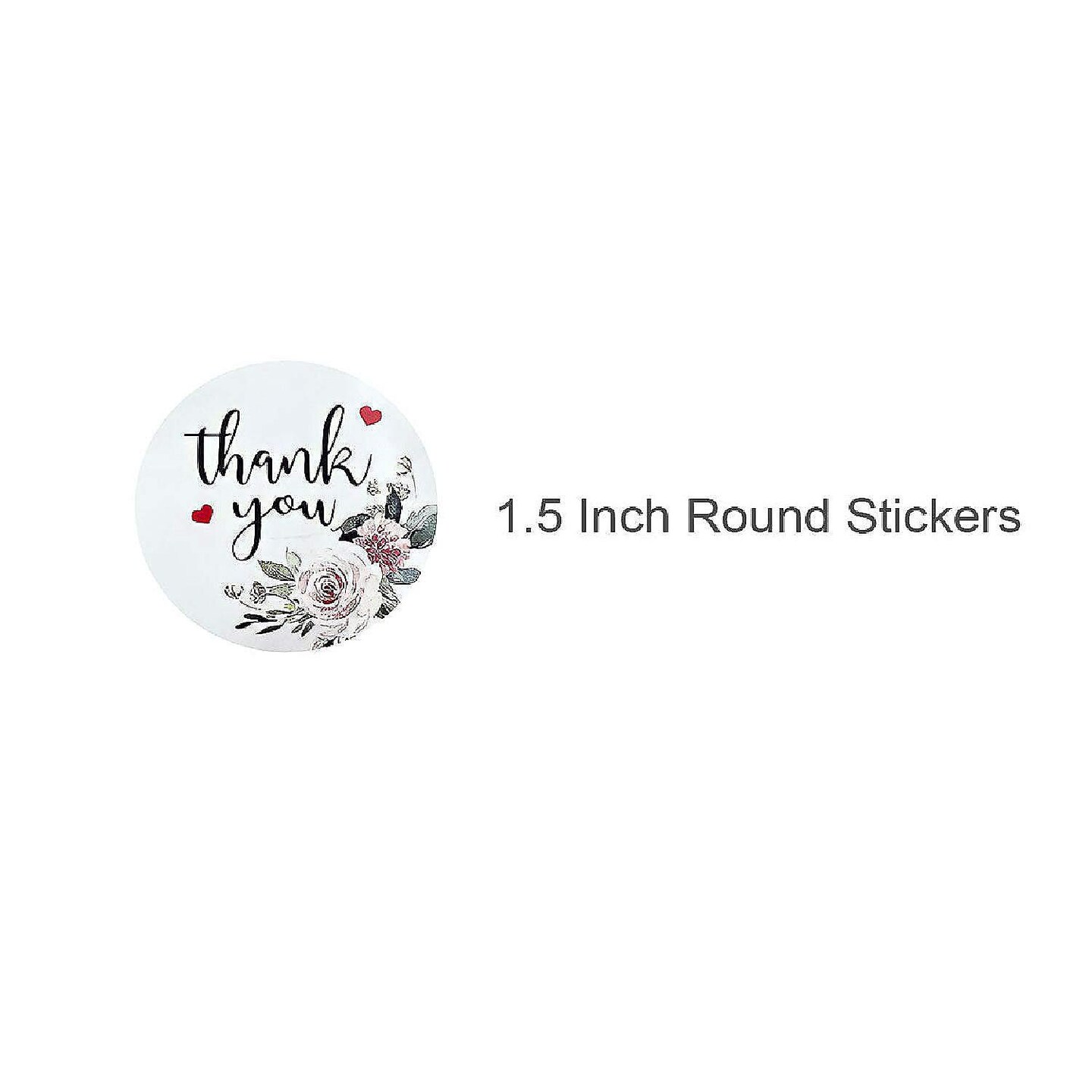 Wrapables 1.5" Thank You Stickers Roll Sealing Stickers and Labels 500 Pc Rose & Peony