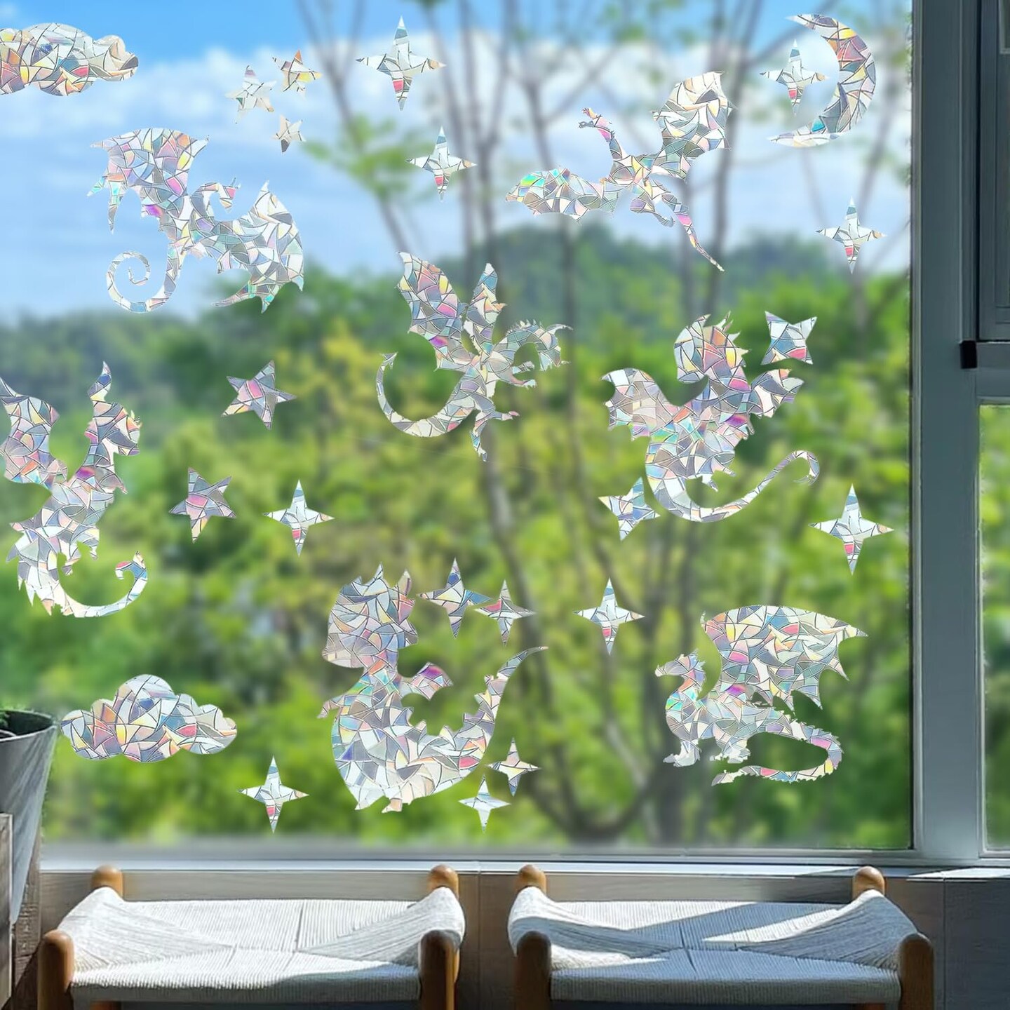 31 Pieces Fly Dragon Sun Catcher Window Clings