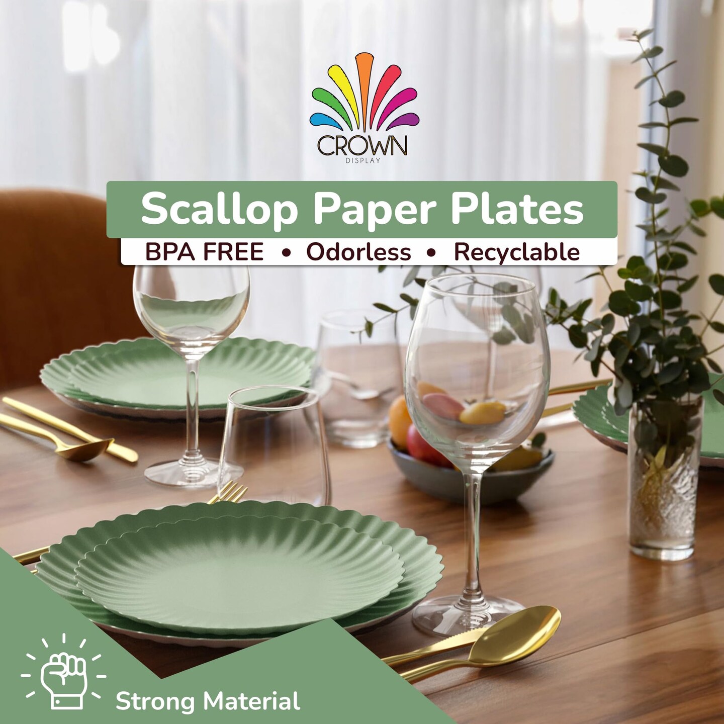 Earthtrends Scalloped Paper Plates 8.5 Inch & 10.5 Inch Dinner Plate Set – Fancy Disposable Plates for Party, Wedding, Birthday, Baby Shower – Large & Small Paper Plate Set for Parties, Events, Catering – Elegant Floral Design