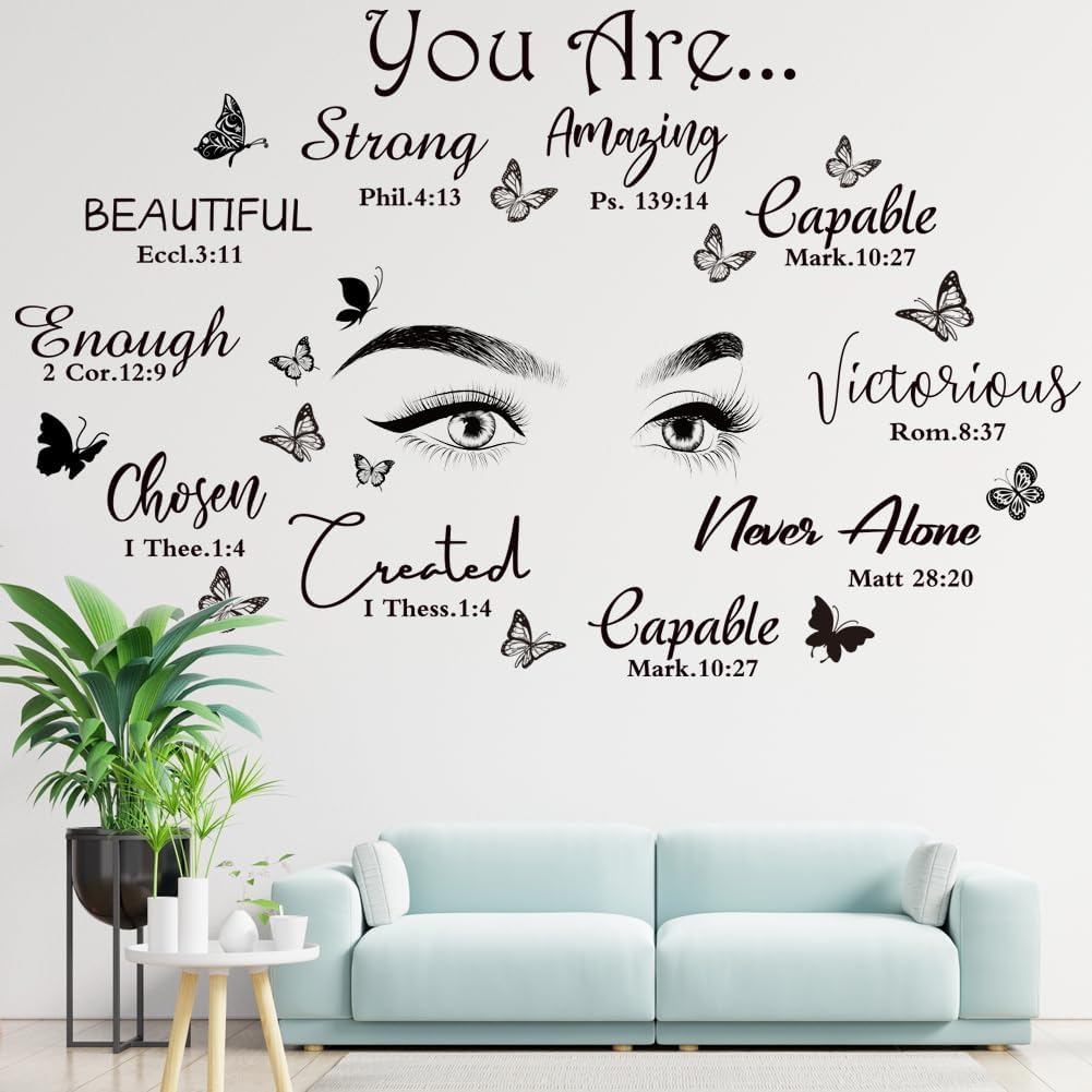 Inspirational Wall Stickers Eyelash Eyes Vinyl Wall Art - Black