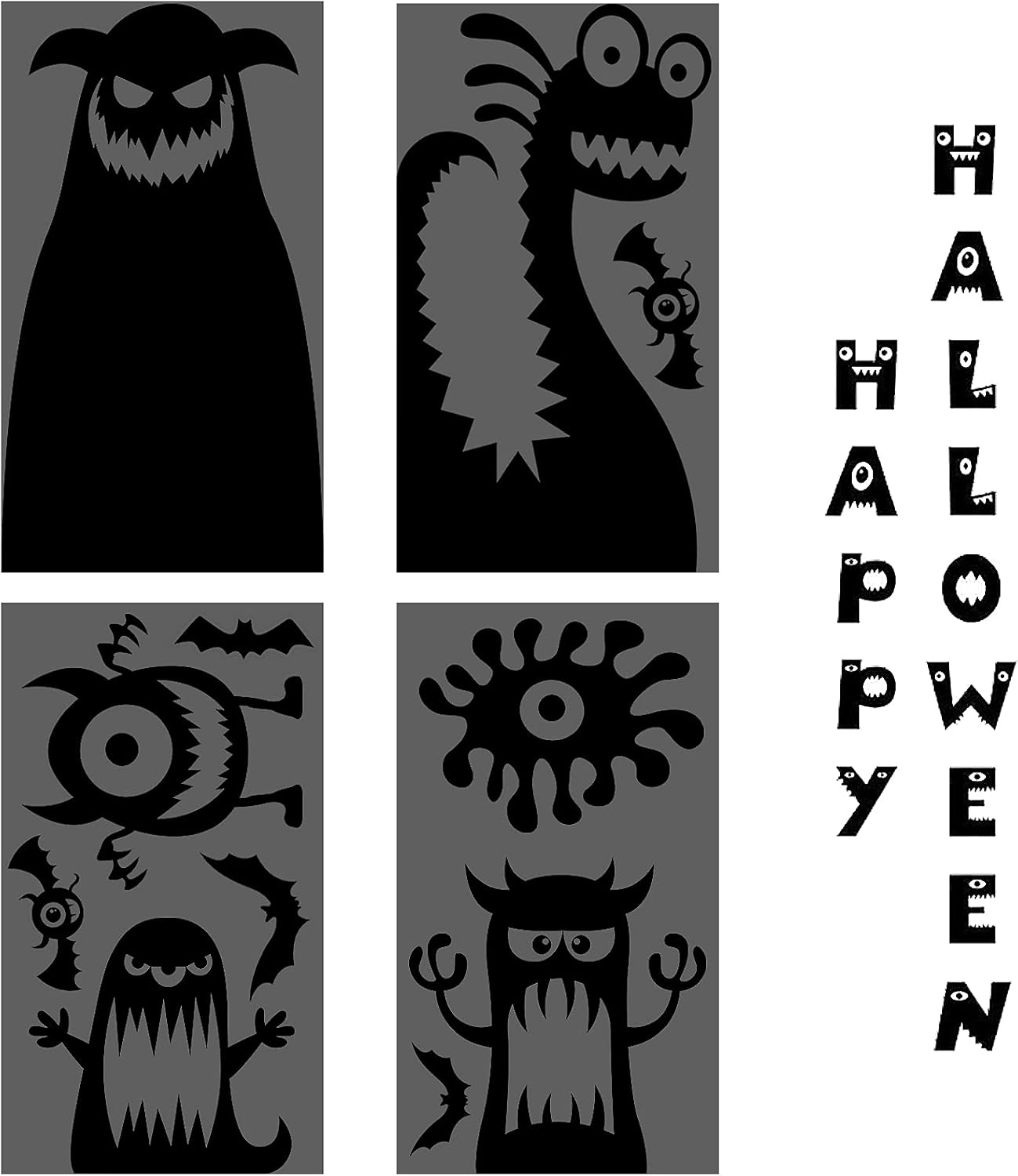 11 Pieces Halloween Giant Monster Window Clings