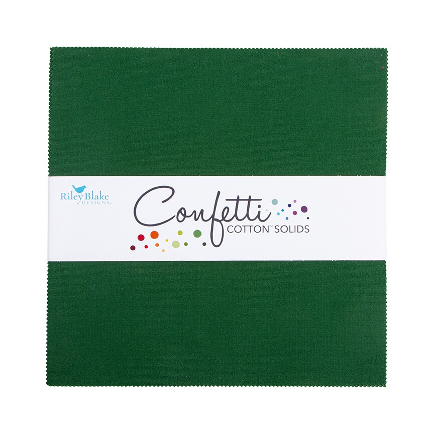 Confetti Cotton 10" Square Pack (Layer Cake / 10" Stacker) in Christmas Green by Riley Blake (10-120-CHRISTMAS-42)